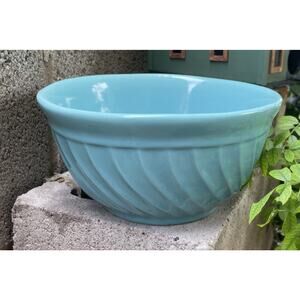 Vintage Fioriware Art Pottery Light Blue Swirl Pattern Bowl Zanesville Ohio